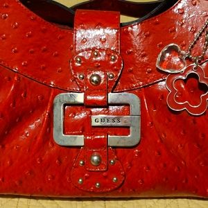 ❣️Guess Large Burnt Red Faux Ostrich Leather Purse❣️